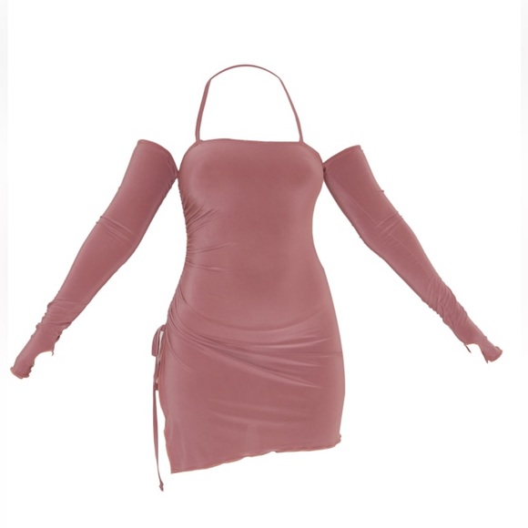 PrettyLittle Thing Rose Ruched Side Halter Tie in the size 2 - Picture 3 of 5